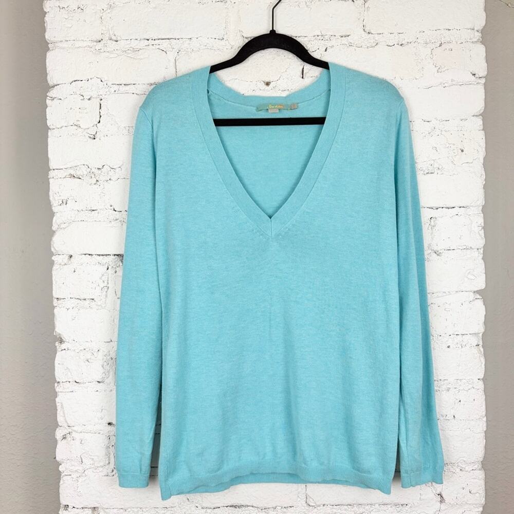 Boden Robin Carribean Sky Blue Long Sleeve V-neck Knit Sweater 10